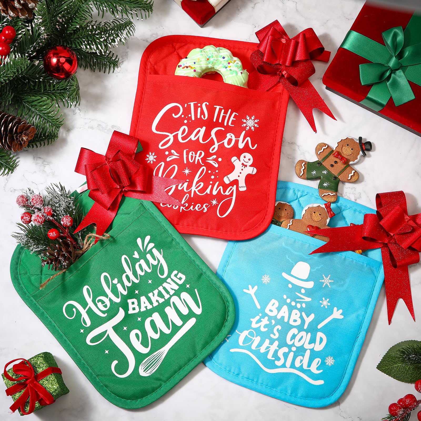 Conjunto navideño Funnymoom con bolsillo, regalo práctico para anfitriones.