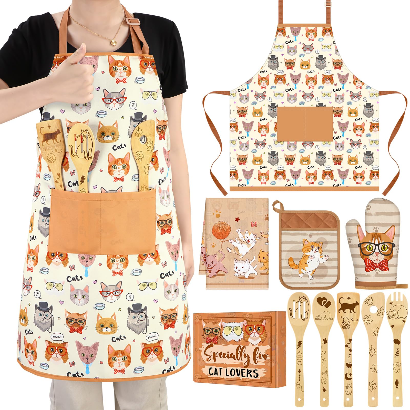 Funnymoom delantal gato para cocina, estilo divertido y protección