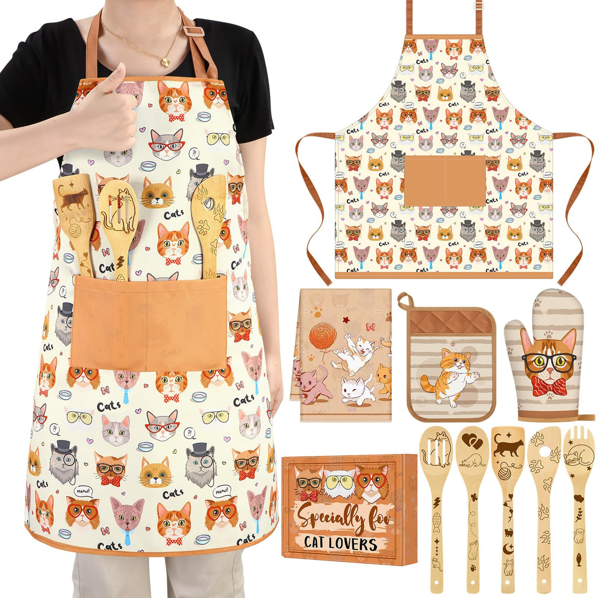 Funnymoom delantal gato para cocina, estilo divertido y protección