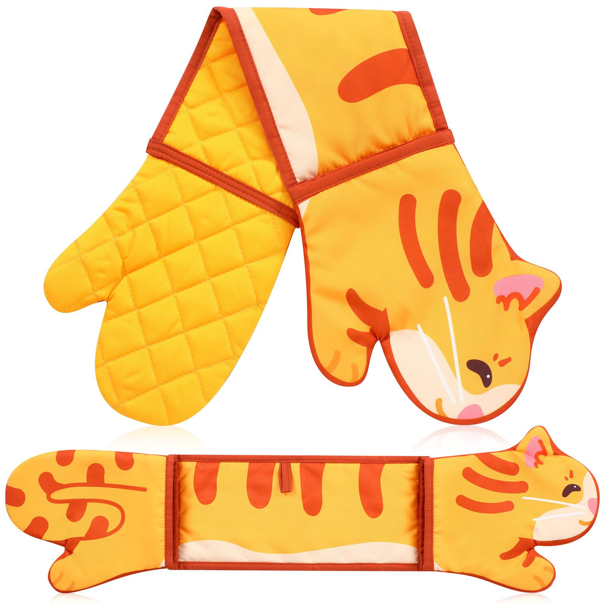 Funnymoom guante gato naranja protegiendo las manos al hornear