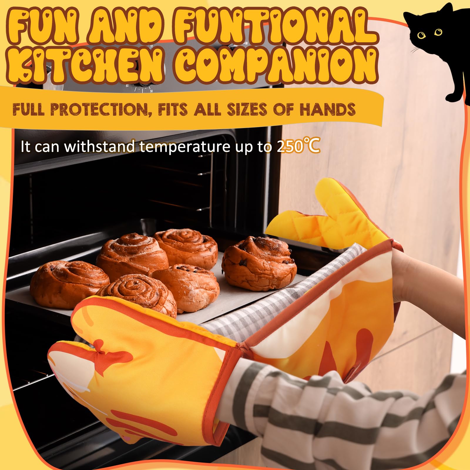 Con Funnymoom, guante cómodo gato naranja para usos en cocina