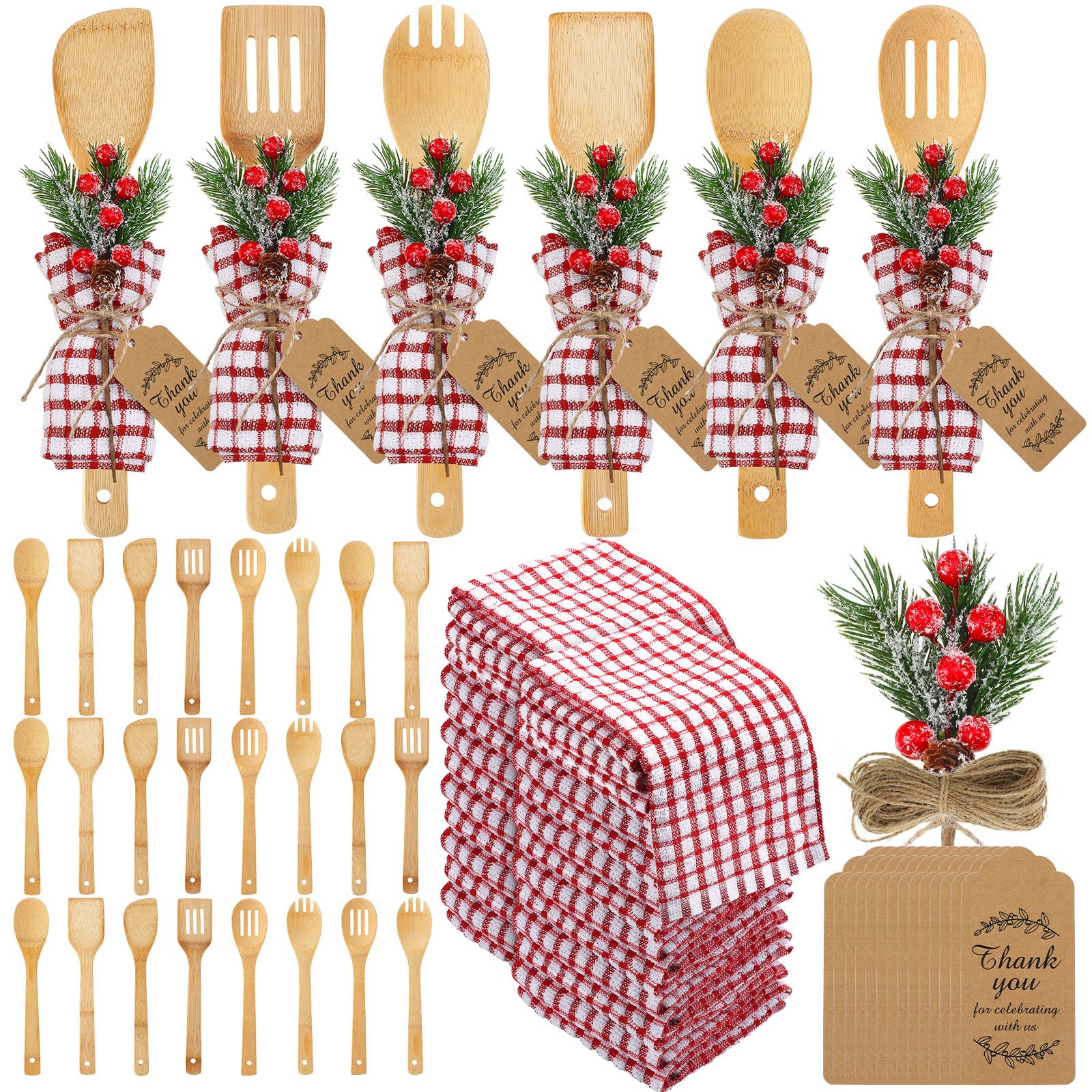Funnymoom utensilios navideños, cucharas de bambú para cocinar con estilo y facilidad