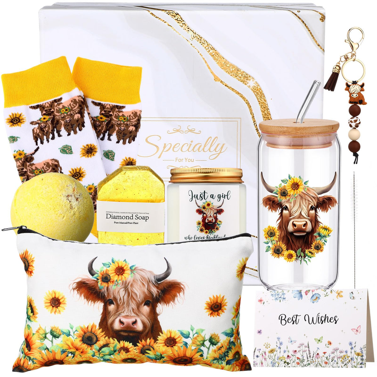 Vaso de vidrio de Funnymoom con vaca Highland, ideal para bebidas frías y tibias