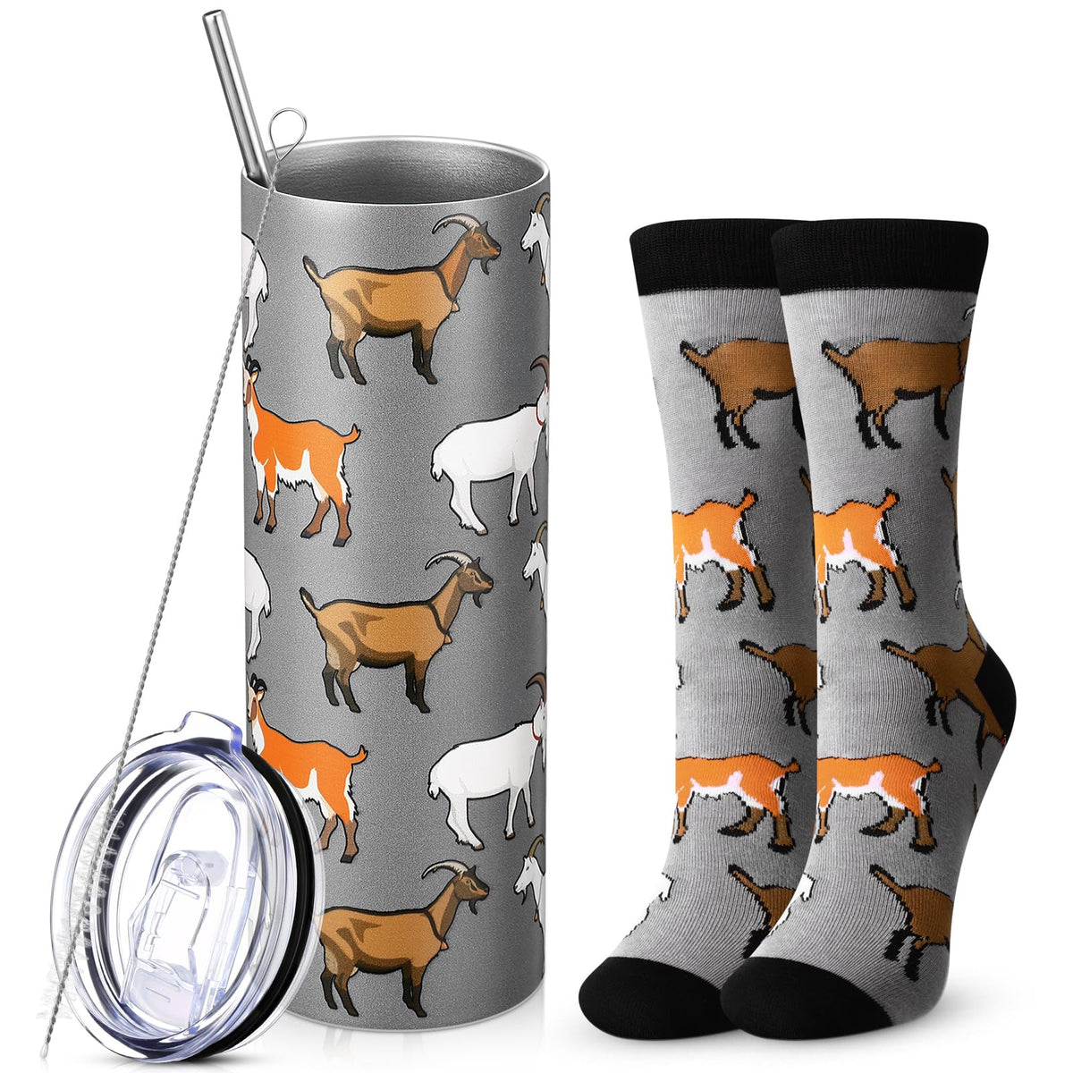 Vaso térmico Funnymoom 20 oz con cabra, ideal para bebidas diarias.