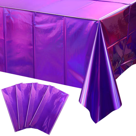 FunnyPars mantel iridiscente púrpura 54x108 pulgadas para fiestas, fácil limpieza