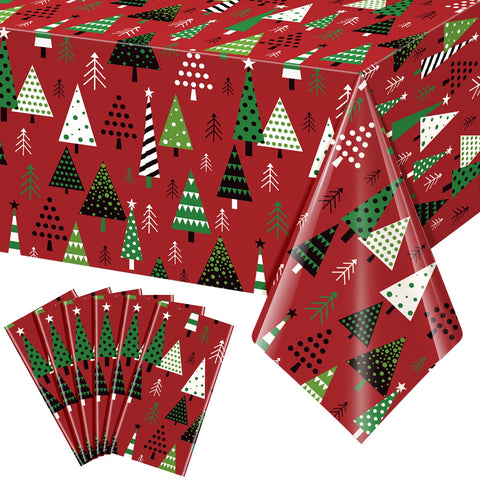 FunnyPars mantel árbol navideño para mesa rectangular, resistente al agua y fácil de desechar.