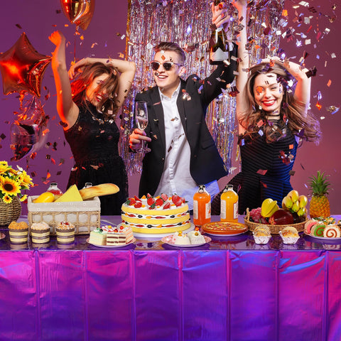FunnyPars mantel para eventos púrpura con reflejo de luces