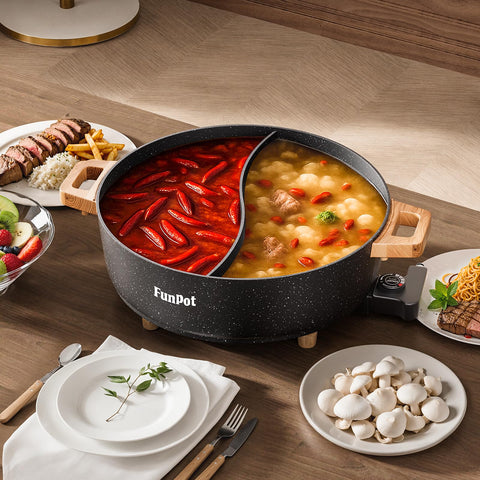 FunPot control de temperatura 1350W para cocción rápida y segura.