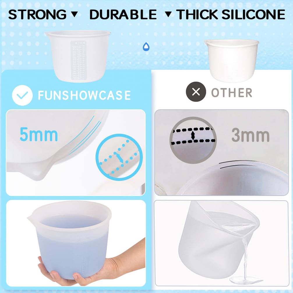 FUNSHOWCASE guía de medidas en silicona con conversiones claras