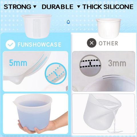 FUNSHOWCASE guía de medidas en silicona con conversiones claras