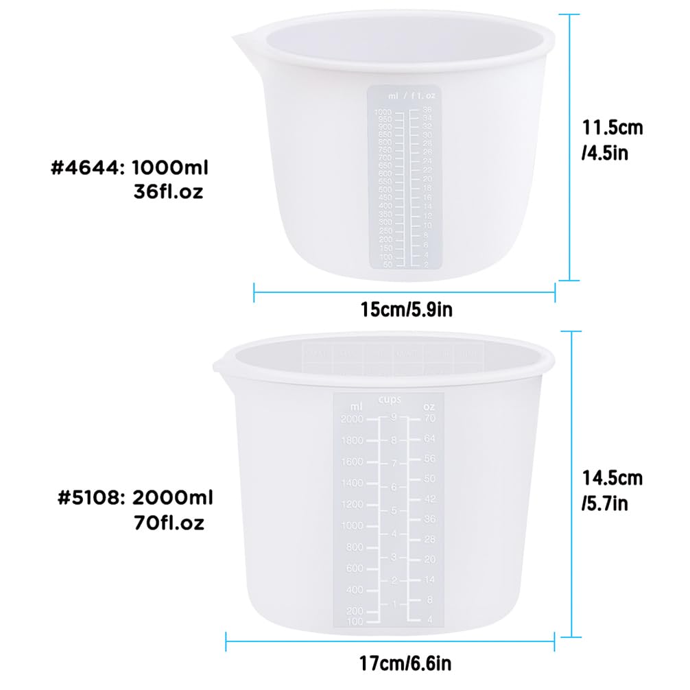 FUNSHOWCASE tazón medidores silicona 1000ml para lotes pequeños y mezclas