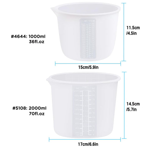 FUNSHOWCASE tazón medidores silicona 1000ml para lotes pequeños y mezclas