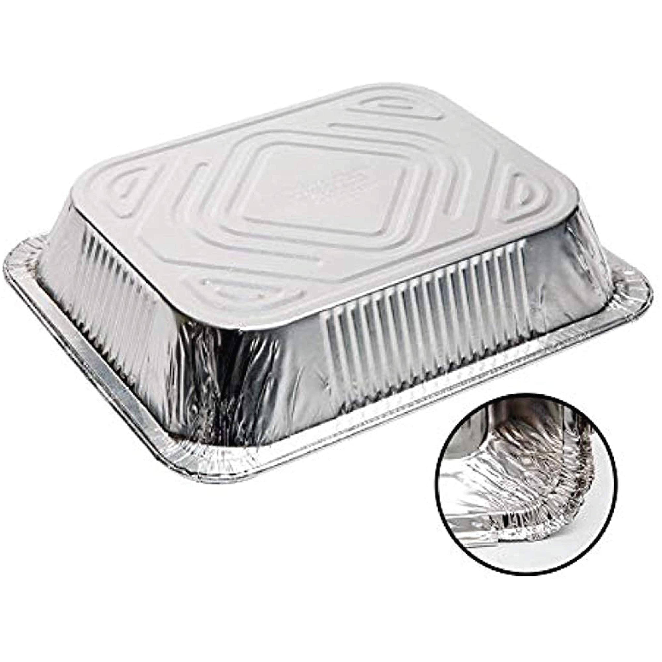 FUNSTITUTION bandejas aluminio 9x13 para barbacoa y cenas, fácil limpieza.