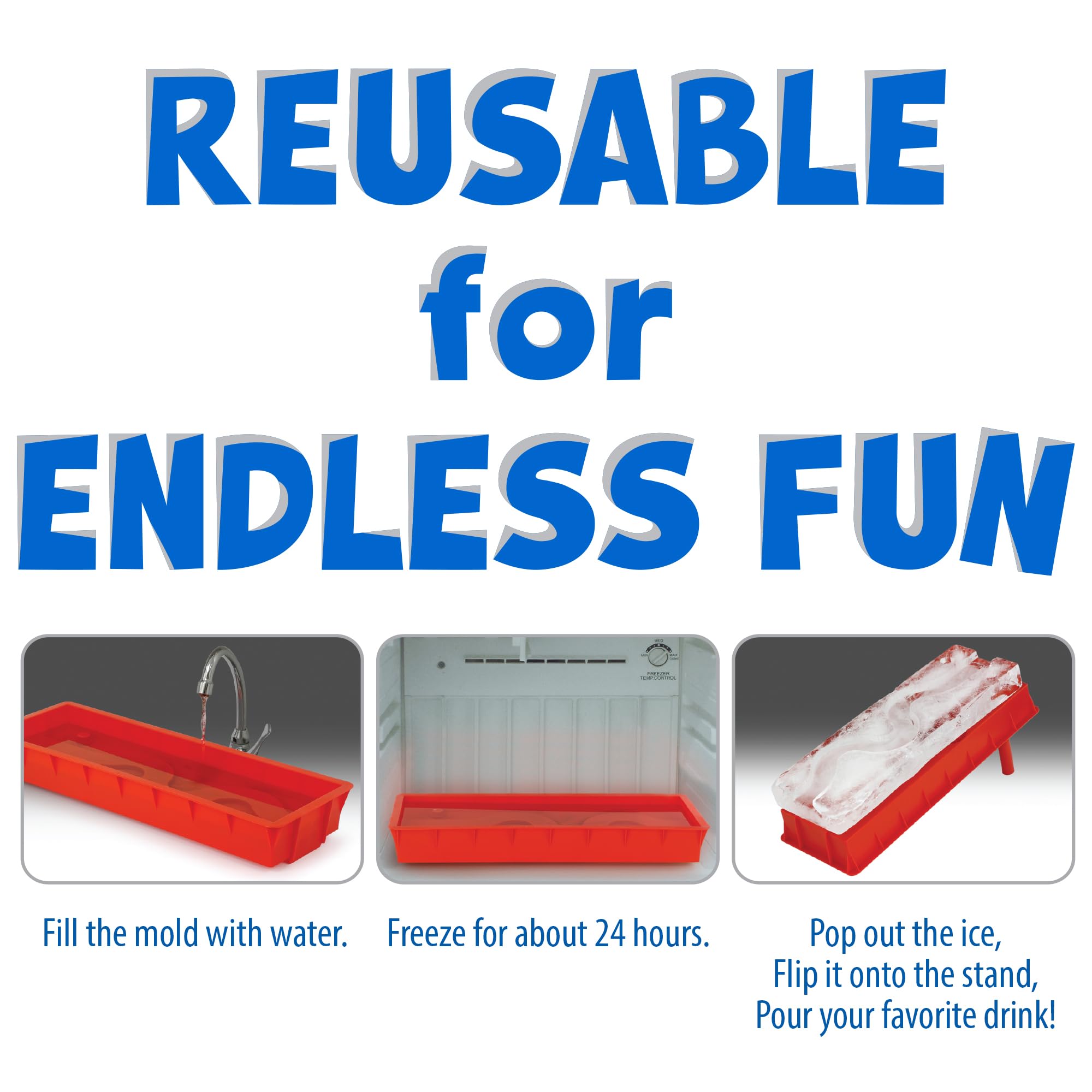 Funwares luge hielo desmolde fácil, ideal para reutilizar en próximas fiestas.