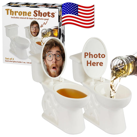Funwares Throne Shots vaso chupito inodoro con tapa abatible para risas en fiestas.