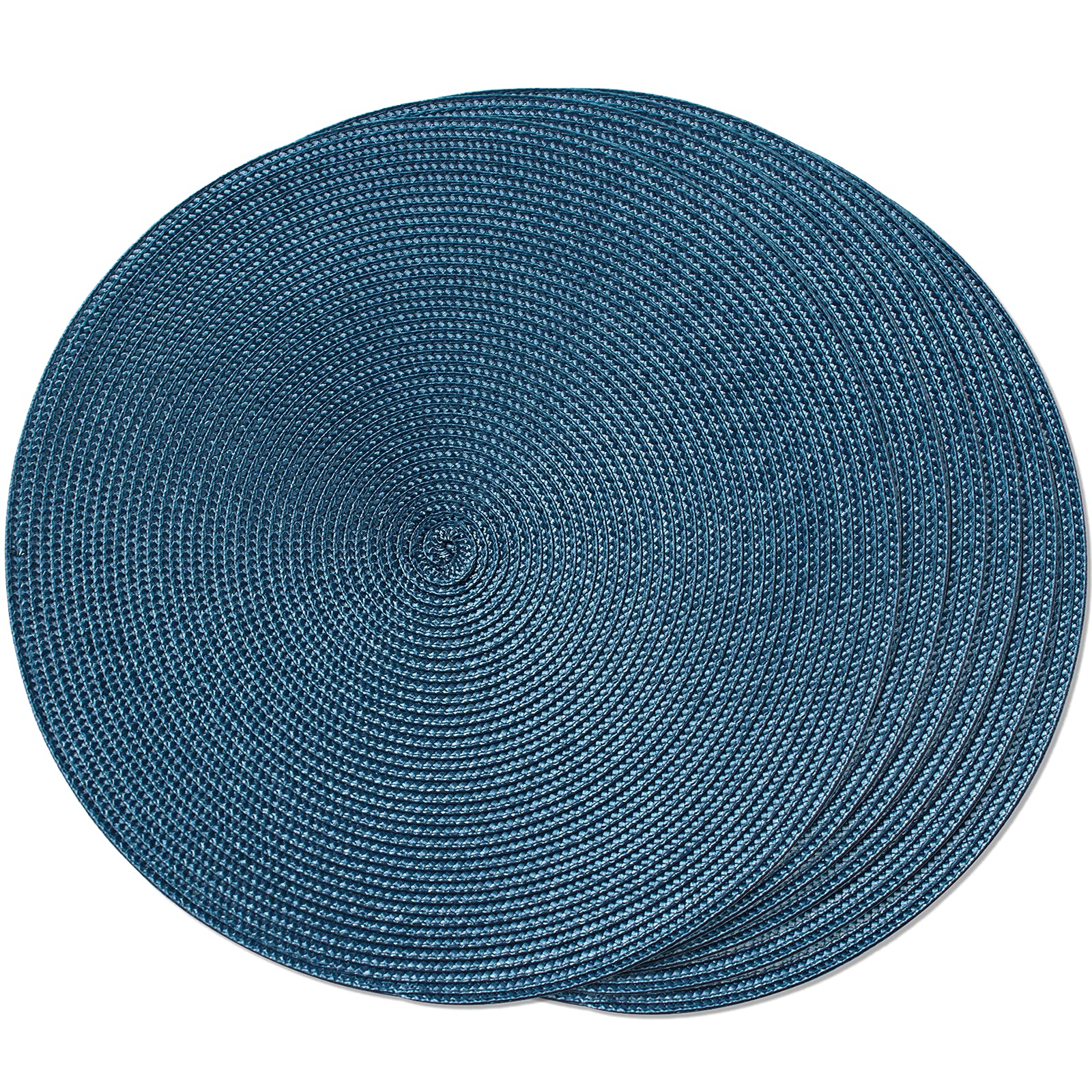 FunWheat mantel individual redondo azul, seis piezas, protege la mesa con estilo.