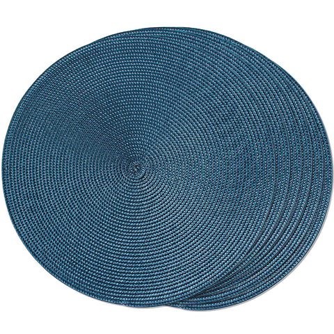FunWheat mantel individual redondo azul, seis piezas, protege la mesa con estilo.