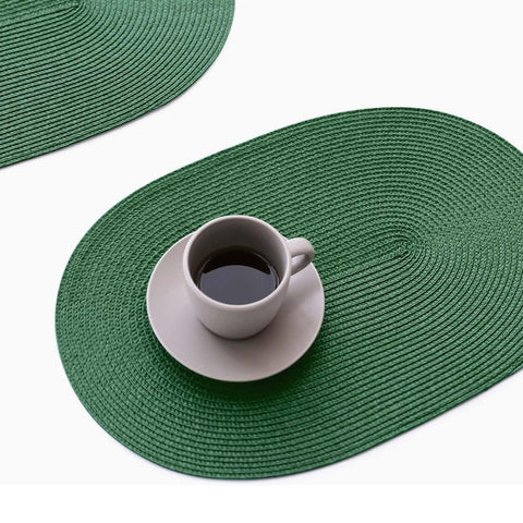 FunWheat mantel ovalado trenzado negro-verde, protege la mesa durante comidas.