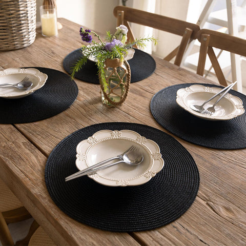 Manteles para interiores y exteriores FunWheat, negro, 15 pulgadas, diseño versátil.