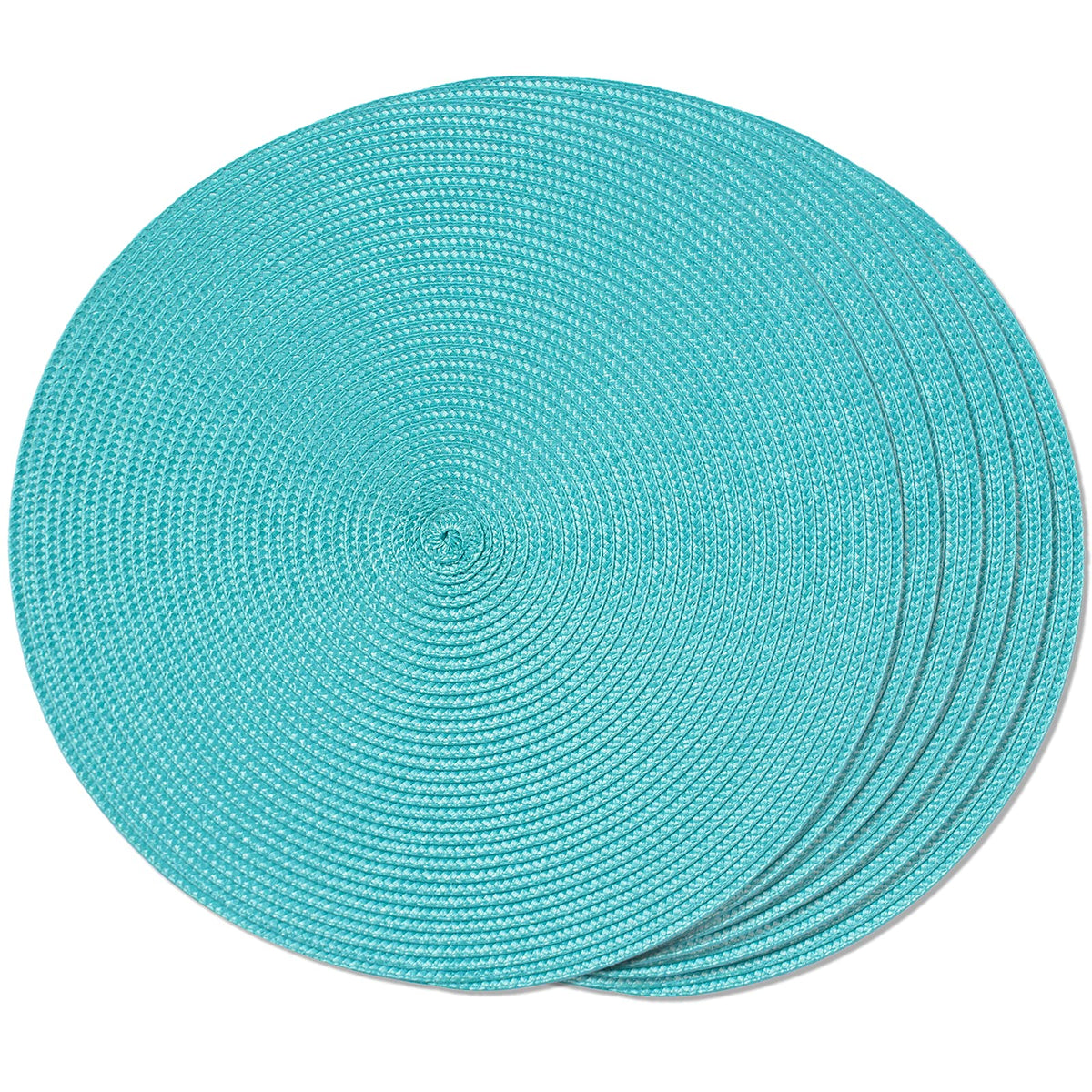 FunWheat placemats redondos trenzados turquesa protegen la mesa de derrames