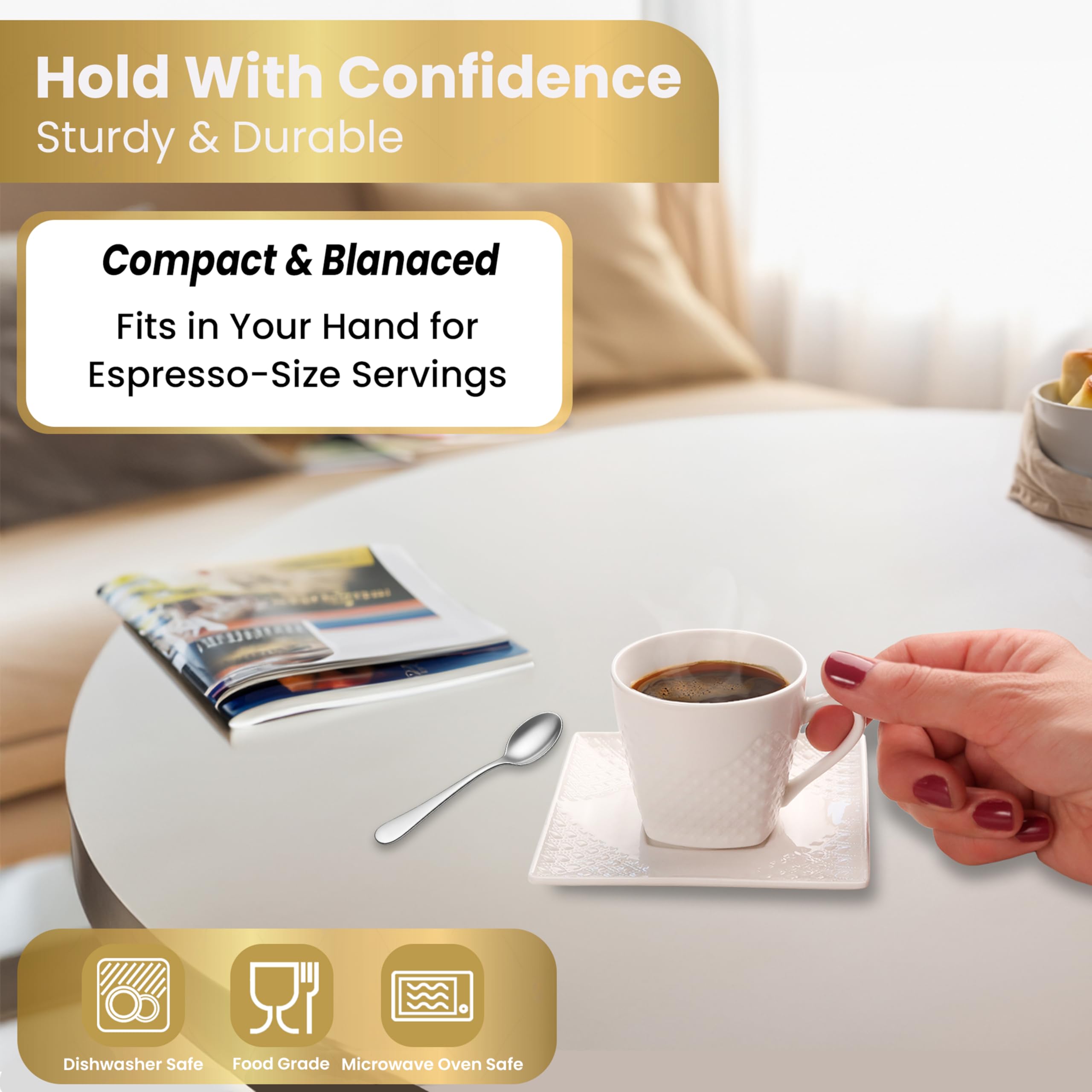 FUOCCI tazas espresso con platillos en relieve para servicio refinado