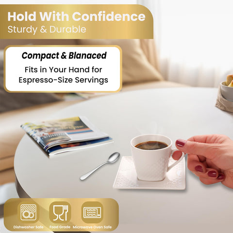 FUOCCI tazas espresso con platillos en relieve para servicio refinado