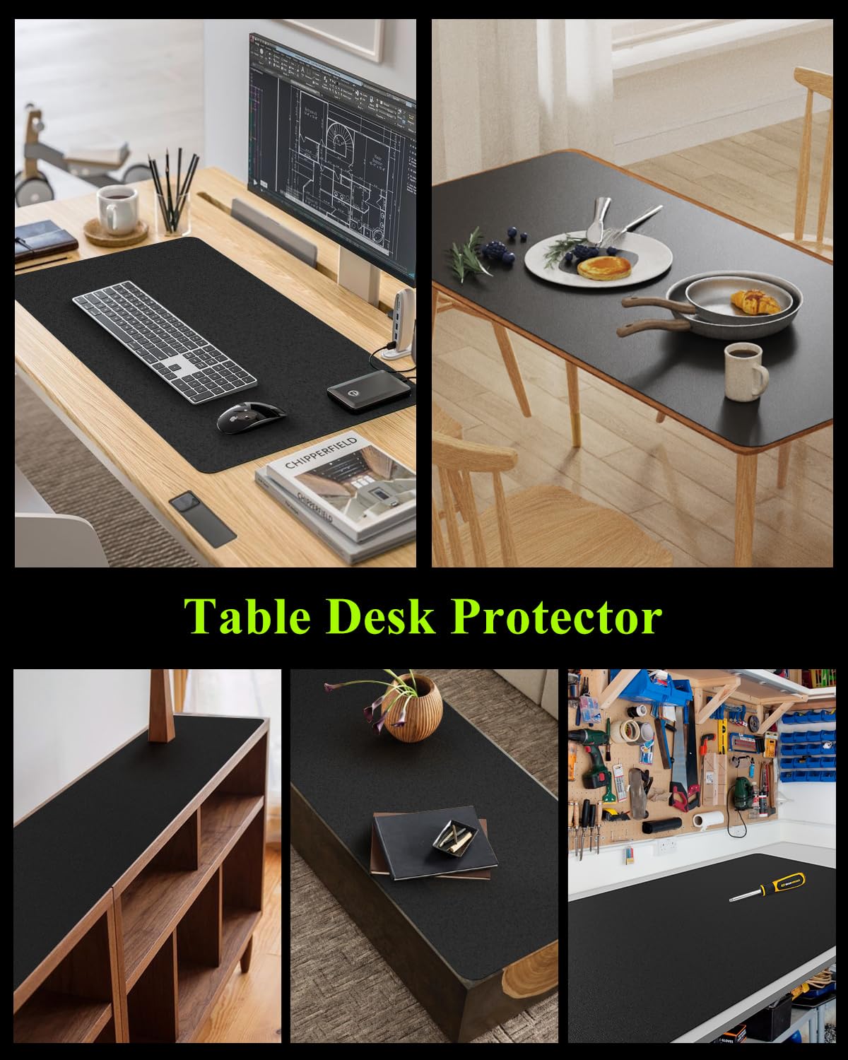 FURKIT protector negro realza cualquier espacio y mantiene la mesa impecable