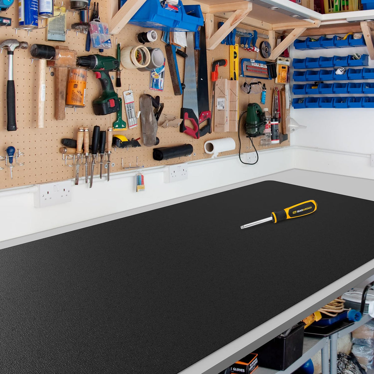 Protector de mesa negro FURKIT 36x72 pulgadas protege derrames