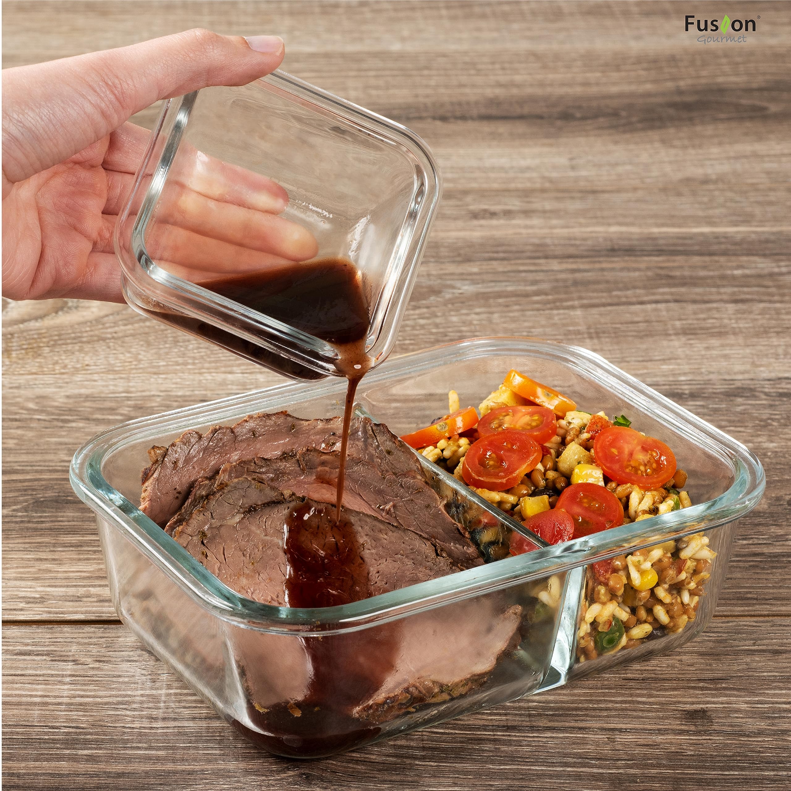 Fusion Gourmet: contenedor de vidrio de 4.5 onzas, perfecto para porciones pequeñas y tentempiés.