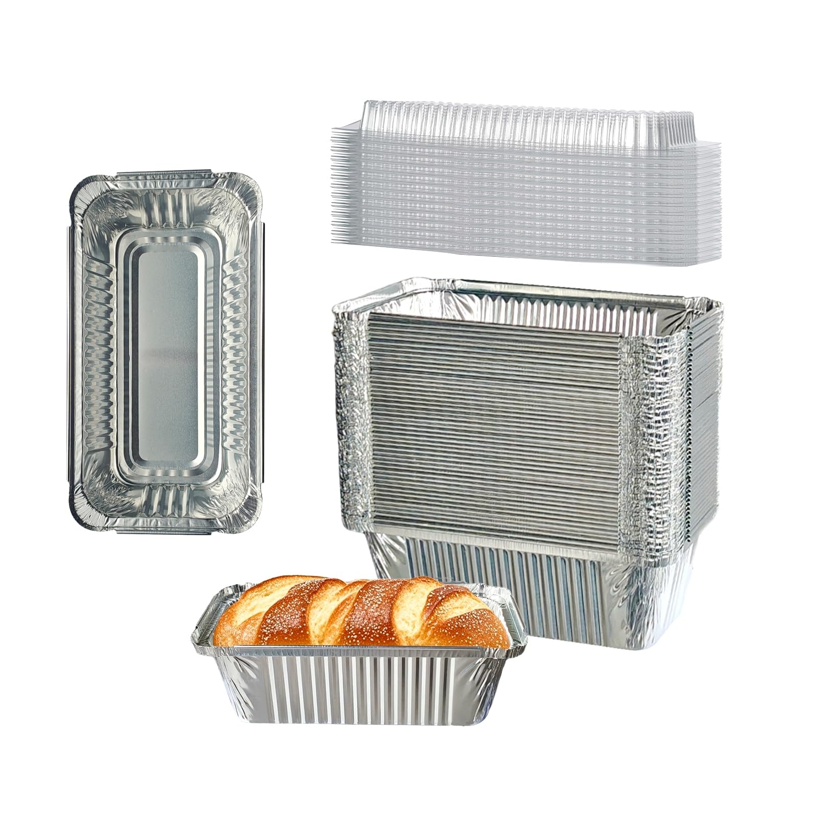 FUTINA mini pan de aluminio desechable con tapa para hornear