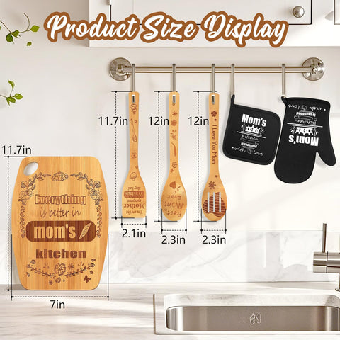 Futricy set cocina bambú grabado, acabado elegante para la cocina