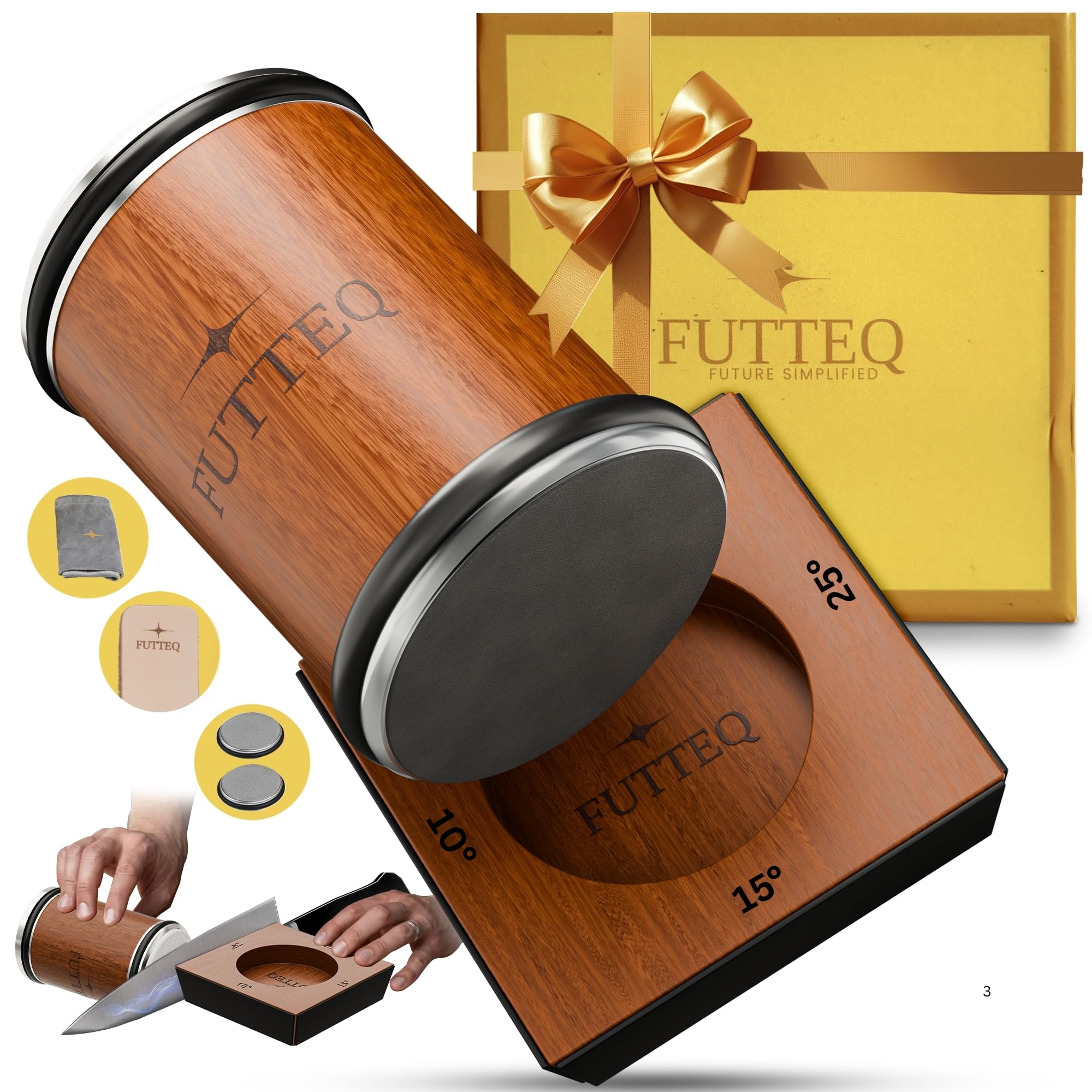 FUTTEQ afilador rodante de cuchillos con filo preciso y rápido