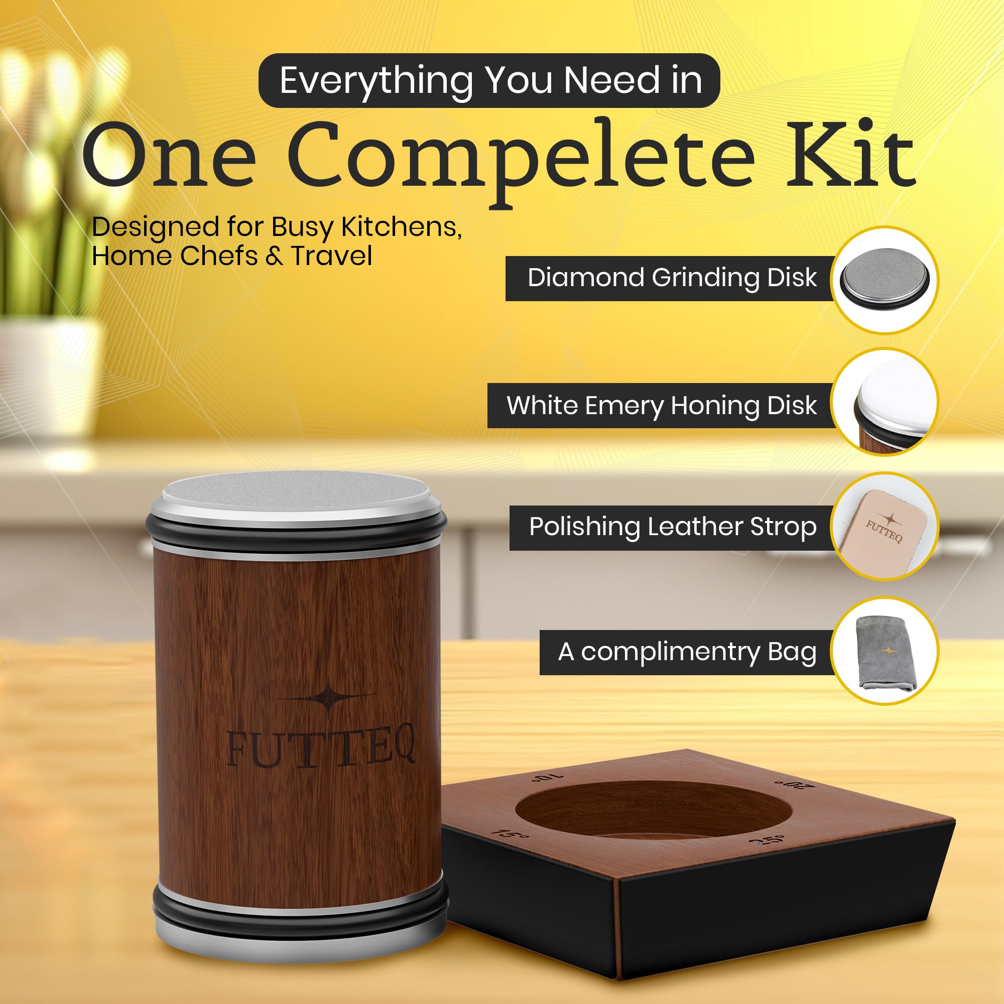 Caja regalo FUTTEQ con kit de afilado listo para regalo
