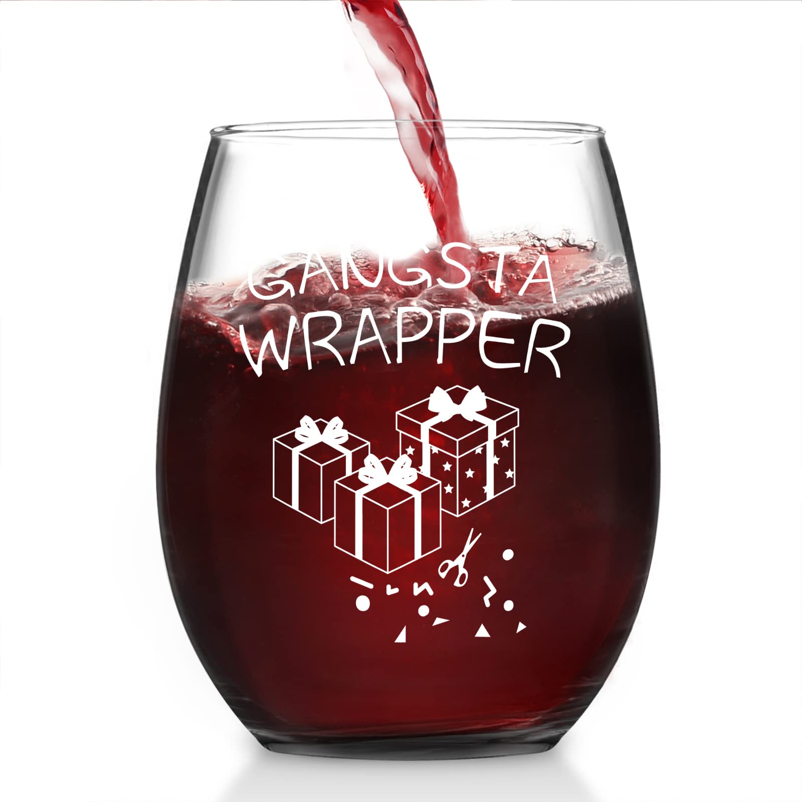 Copa de vino Futtumy 15 oz con diseños variados, ideal para reuniones navideñas