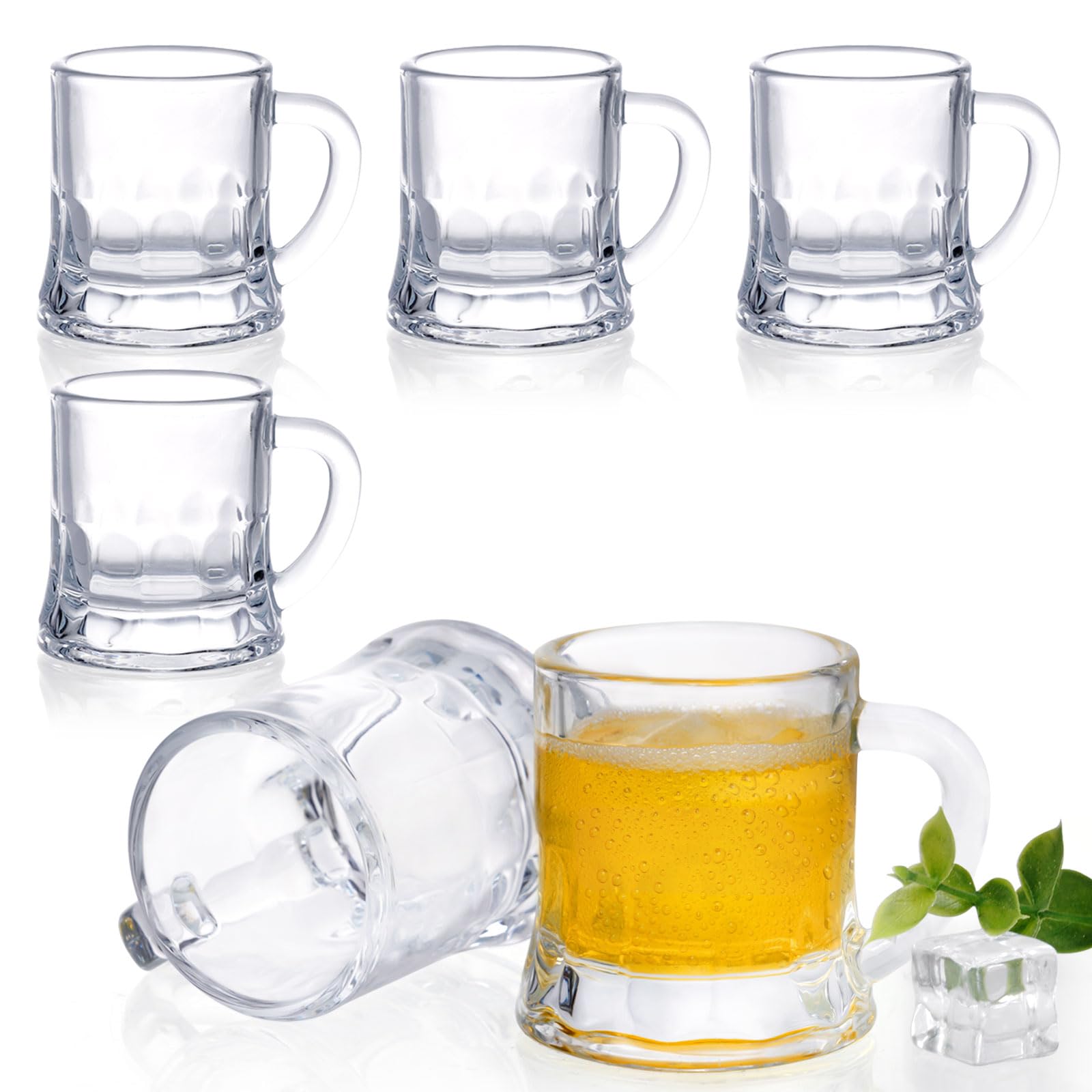 Jarra mini de cerveza Futtumy con asa, ideal para degustación en fiestas.