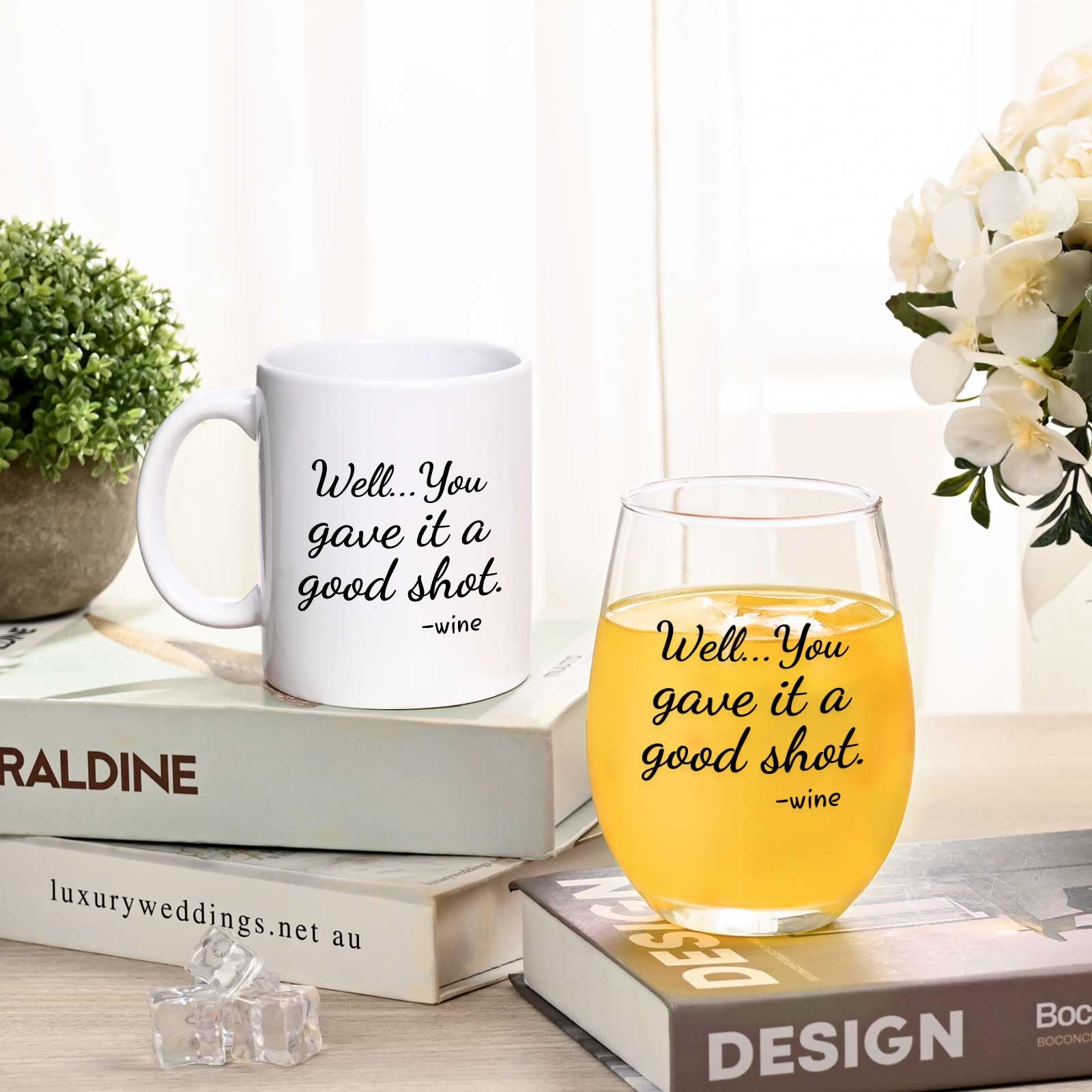 Taza cerámica Futtumy con impresión en ambos lados, útil para zurdos.