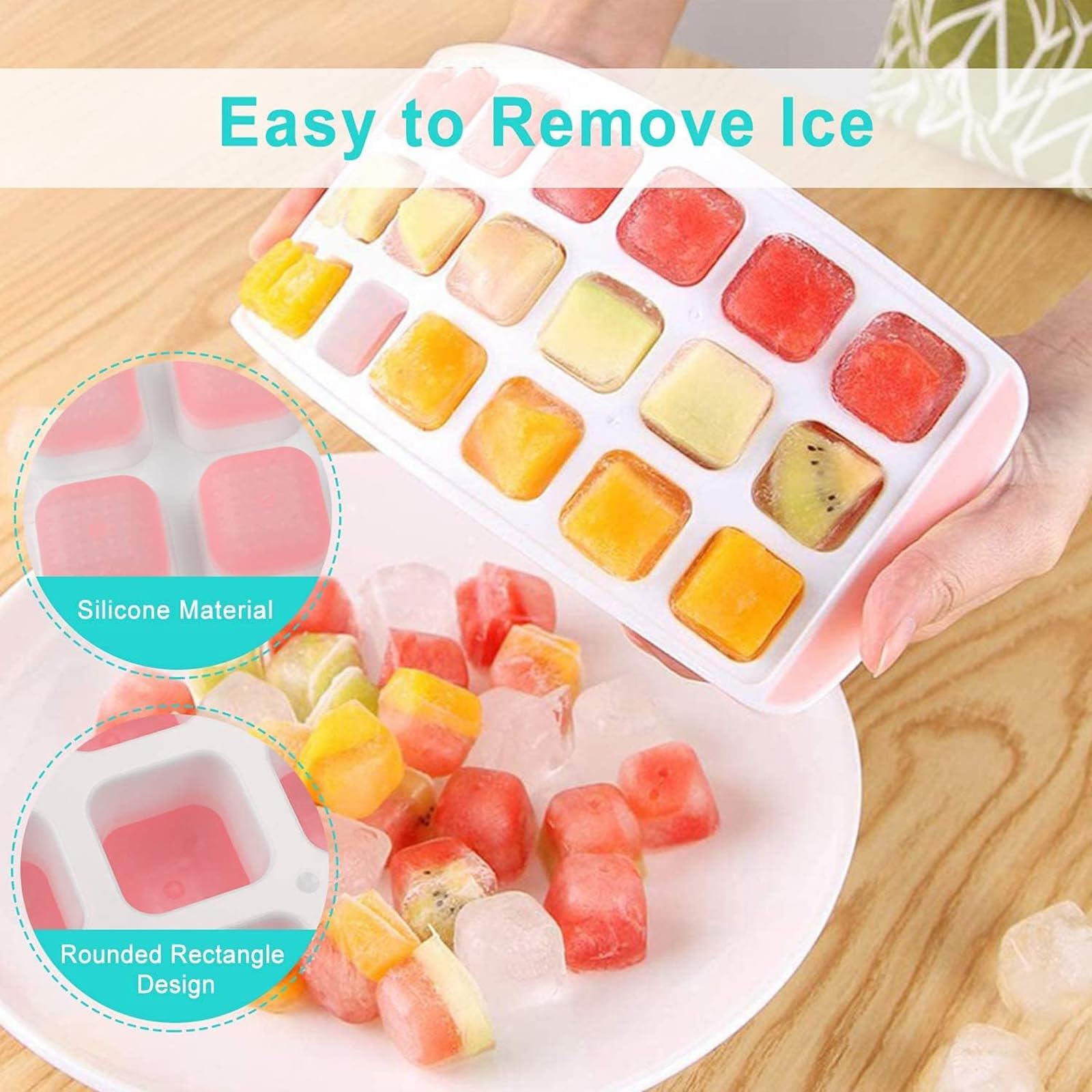 Fuukou bandeja hielo mini con 63 cubos y desmoldeo rápido