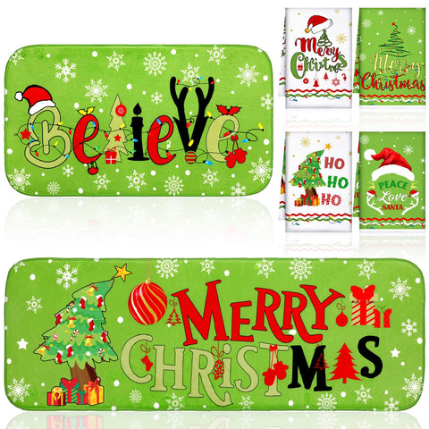 FuWeave Navidad alfombra cocina 17x29, antideslizante y decorativa.