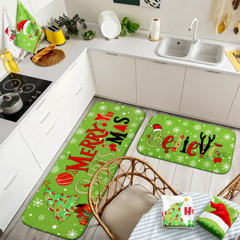 FuWeave Navidad alfombra cocina 17x47, aporta color festivo y protección del suelo.
