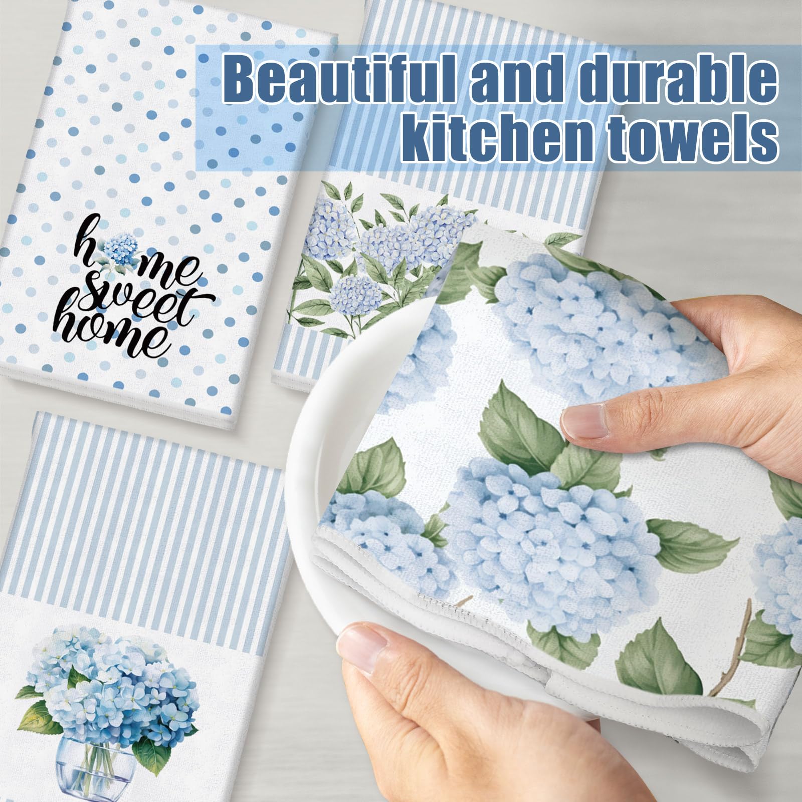 FuWeave: toallas de baño y cocina con doble función y color floral azul