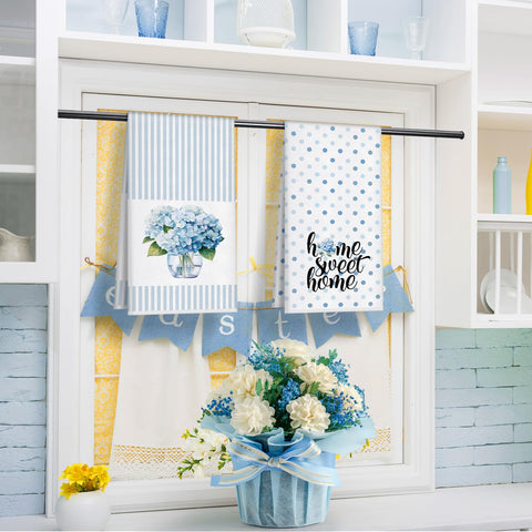 FuWeave: toallas de cocina de microfibra con hortensias azules, suave y duradera