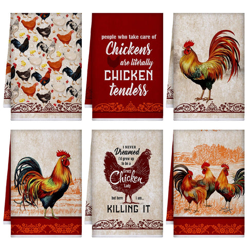 Toallas de cocina FuWeave con gallo divertido para secar platos