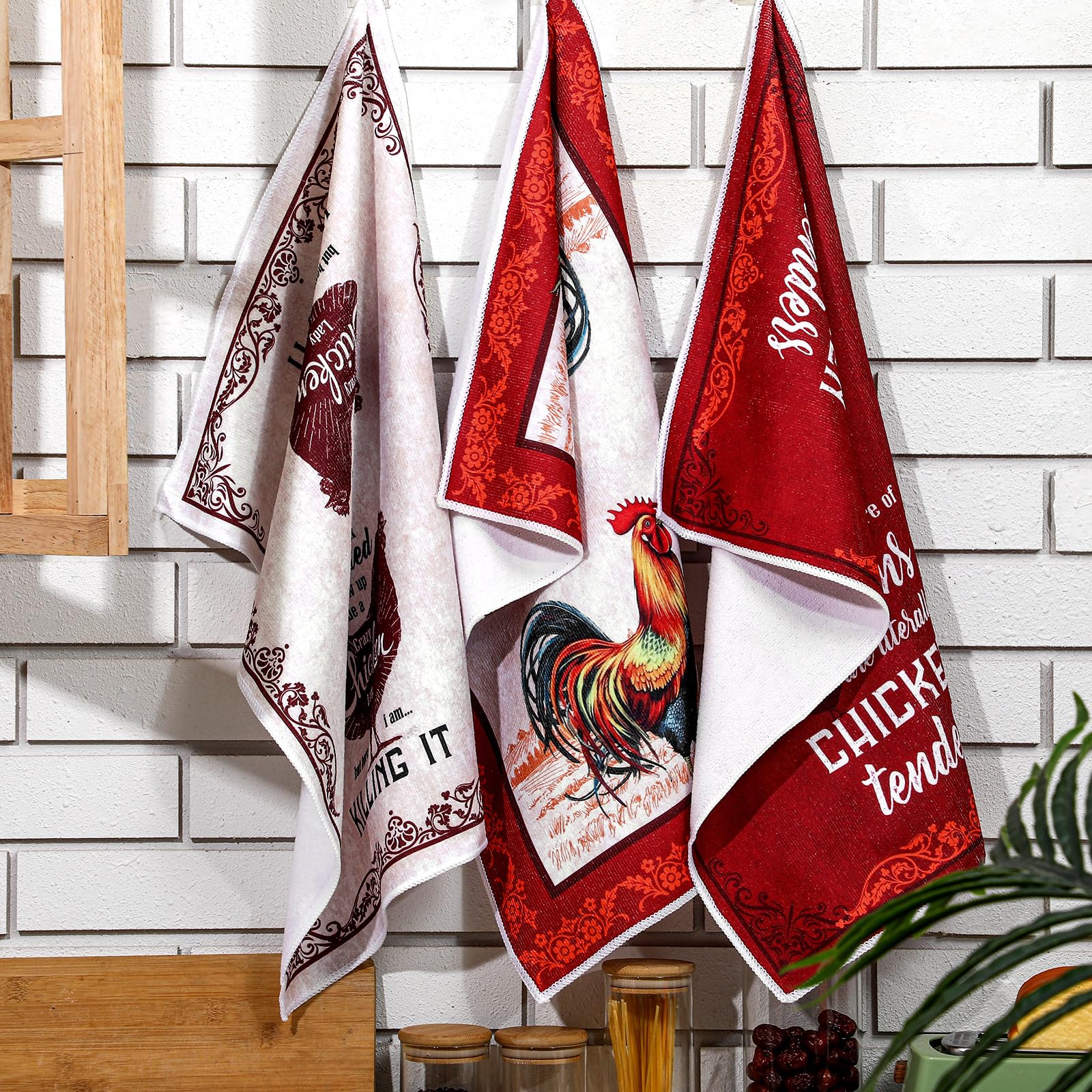 Conjunto de 6 toallas FuWeave con gallo, ideal para decorar y absorber derrames