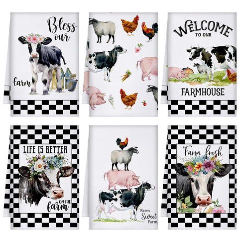 FuWeave toallas de cocina con diseño de vaca para Navidad, práctico y decorativo