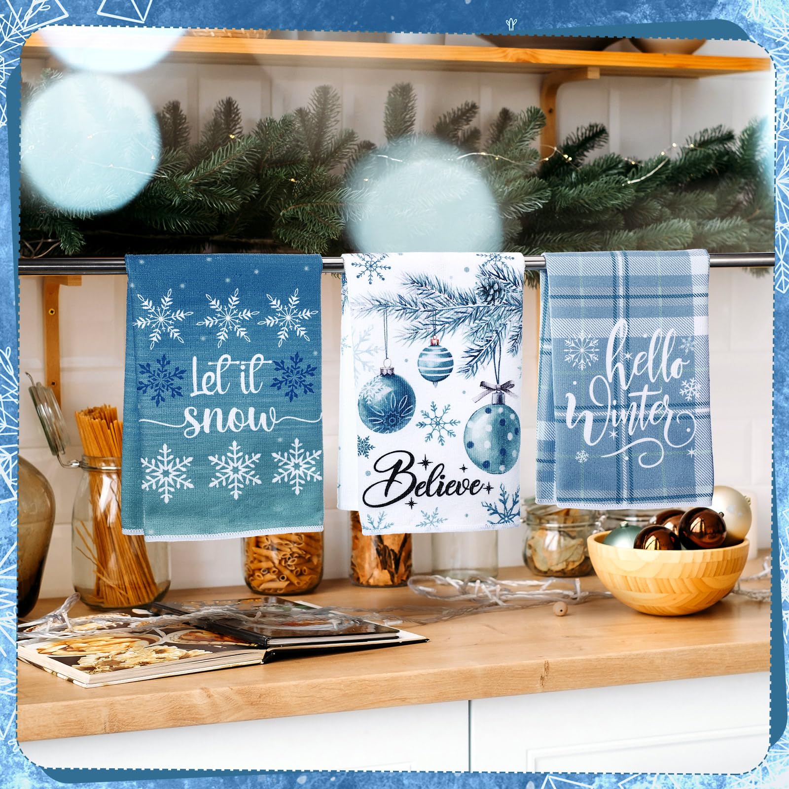 FuWeave: toallas de invierno con diseños de nieve, ideal para decoración festiva