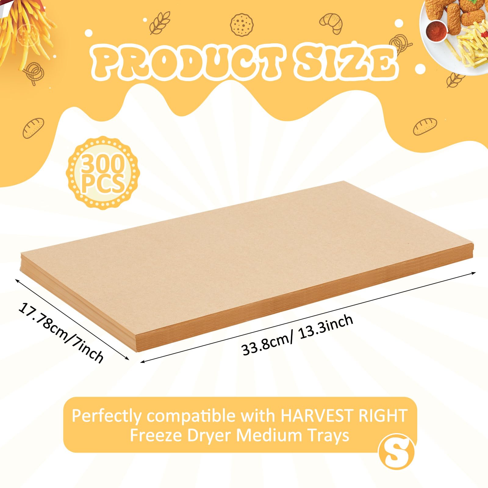 Fuyoooo papel pergamino antiadherente mediano 17,3 x 6,9 pulgadas, compatible con Harvest Right para bandejas.