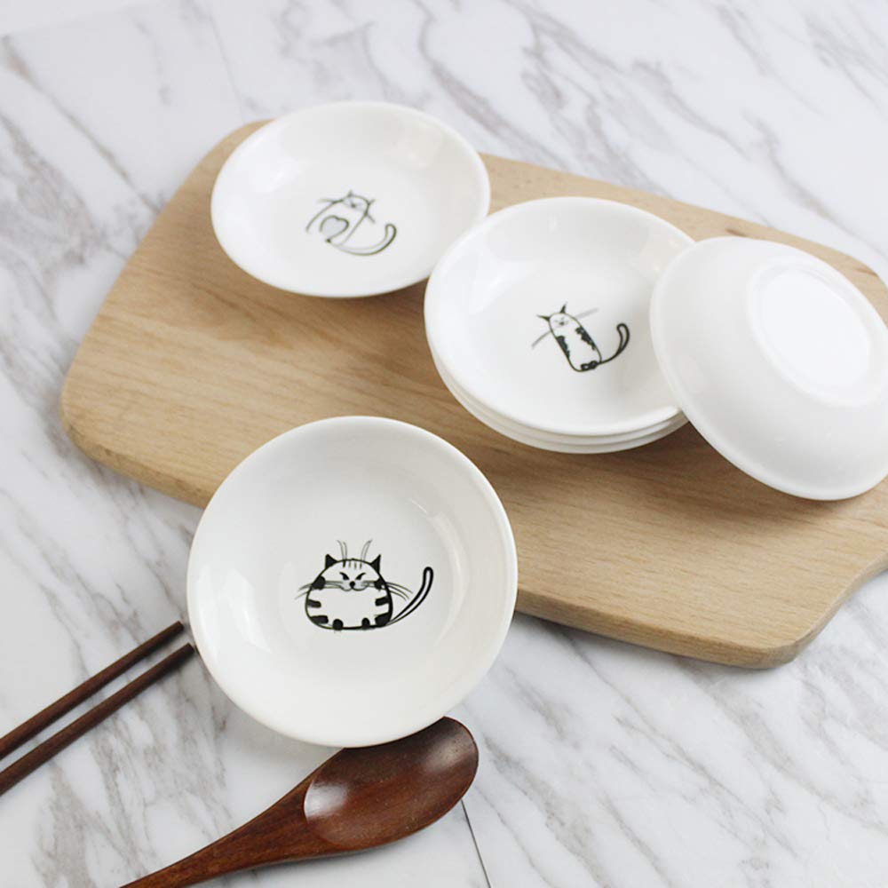 FUYU plato uso casa gato ceramico, versátil para salsas y condimentos.