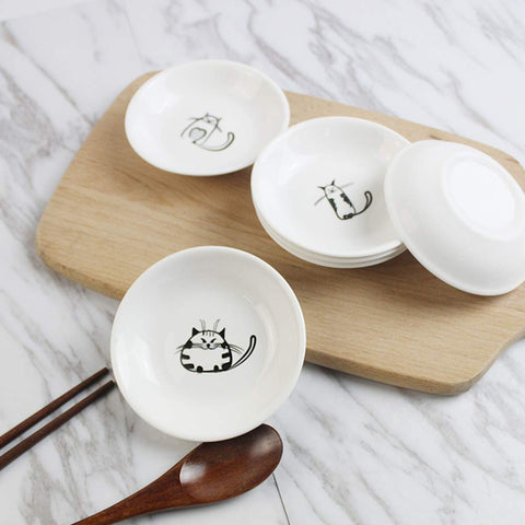 FUYU plato uso casa gato ceramico, versátil para salsas y condimentos.