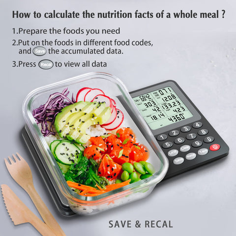 Escala de nutrición Fuzion, función tara para medir solo el alimento.