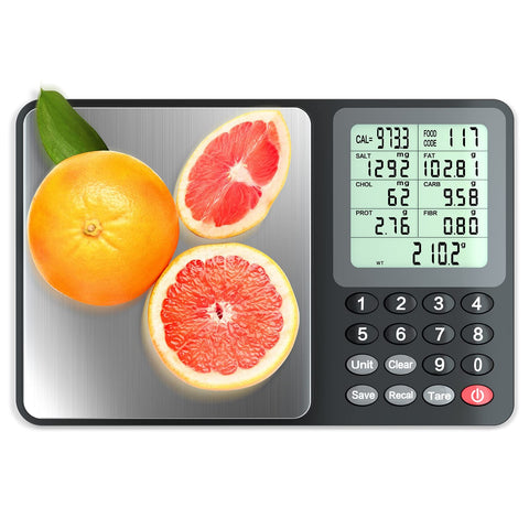 Escala de nutrición Fuzion, vista frontal, lectura rápida para control de porciones.